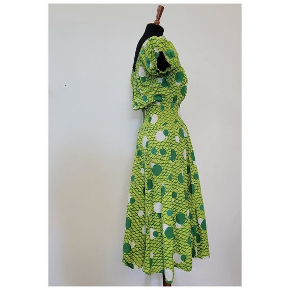 Vintage 1960's Groovy Green Handmade Dress - image 5