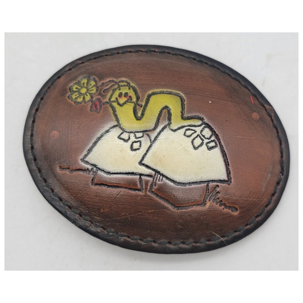 Vintage 1970's Mushroom Leather Belt Buckle