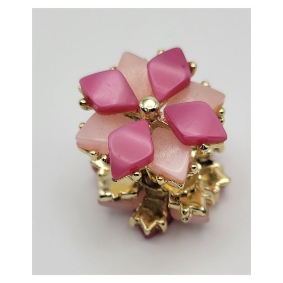 Vintage 1960's Pink Floral Earrings - image 3