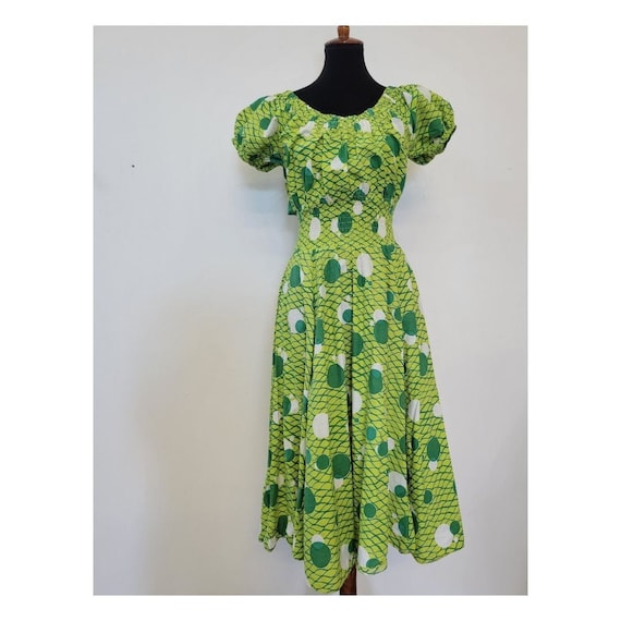 Vintage 1960's Groovy Green Handmade Dress - image 1