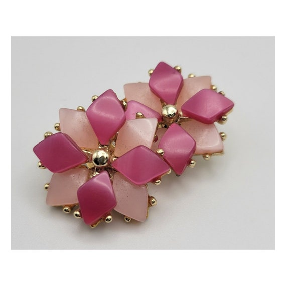 Vintage 1960's Pink Floral Earrings - image 5