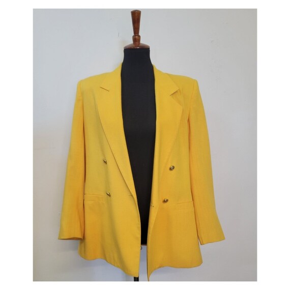 Vintage 90's Bright Yellow Oversized Blazer - image 4