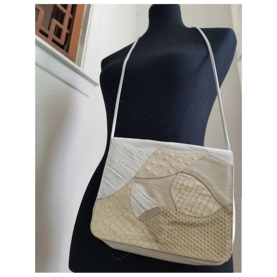 Vintage 1970's German Reptile Leather Patchwork Le