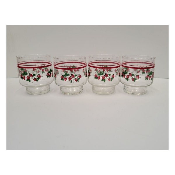 Vintage 1970's Strawberry Juice Glasses