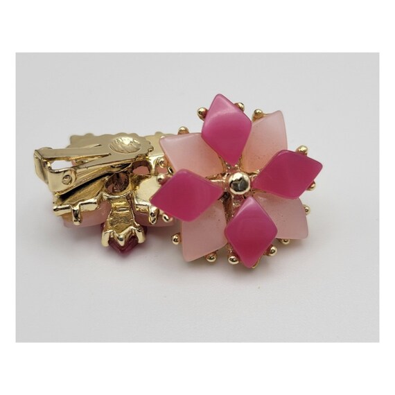 Vintage 1960's Pink Floral Earrings - image 6
