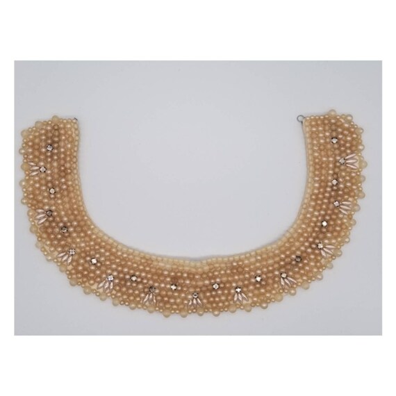 Vintage 1960's Pearl and Rhinestone Beaded Collar - image 3