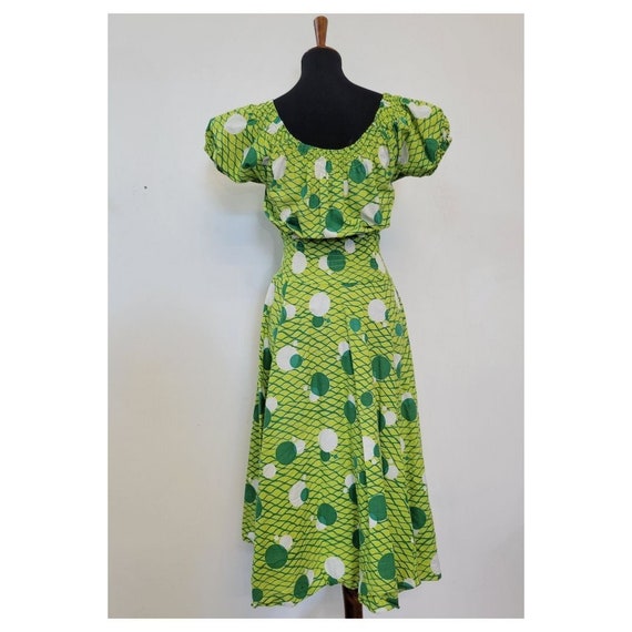 Vintage 1960's Groovy Green Handmade Dress - image 4