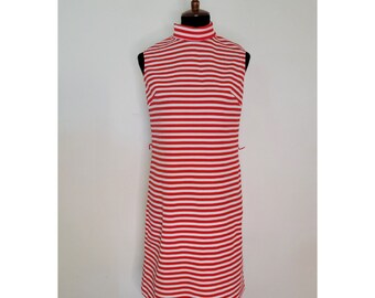 Vintage 1970's Red and White Stripe Mini Dress