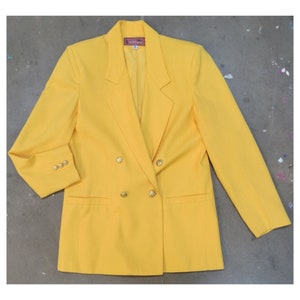 Vintage 90's Bright Yellow Oversized Blazer image 2