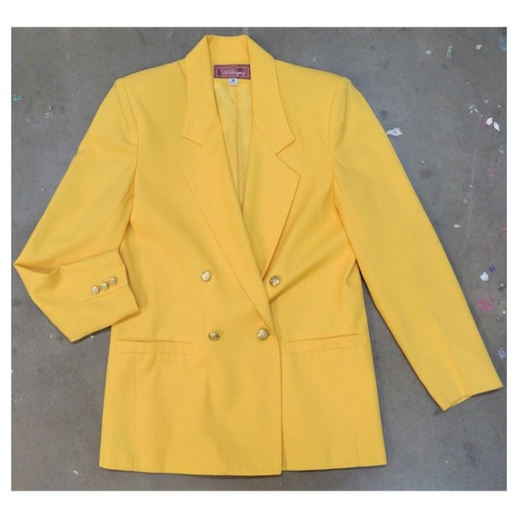 Vintage 90's Bright Yellow Oversized Blazer - image 2