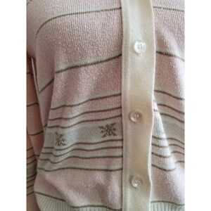 Vintage Pink and Cream Nordic Snowflake Cardigan image 3