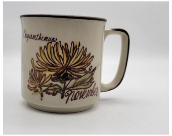 Vintage 1970's November Chrysanthemums Flower Mug