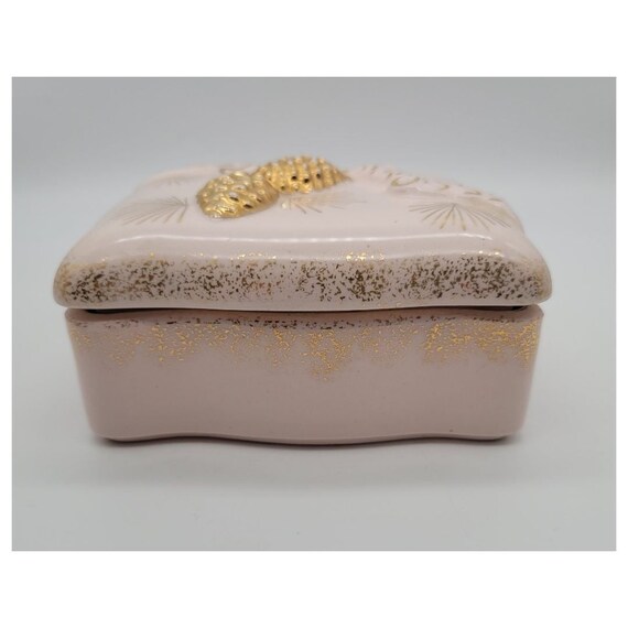 Vintage 1950's Norcrest Ceramic Golden Pine Box - image 4