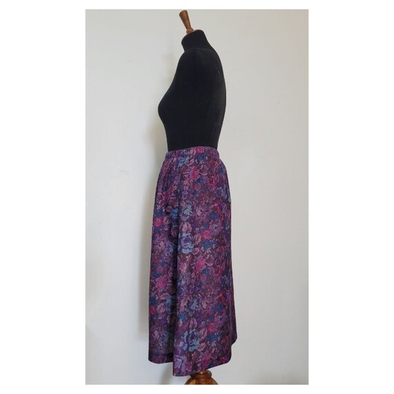 Vintage 1990's Velvety Purple Floral A Line Skirt. - image 4