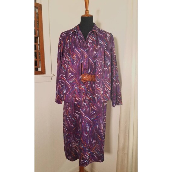 Vintage 1970's Funky Abstract Dress and Matching … - image 5