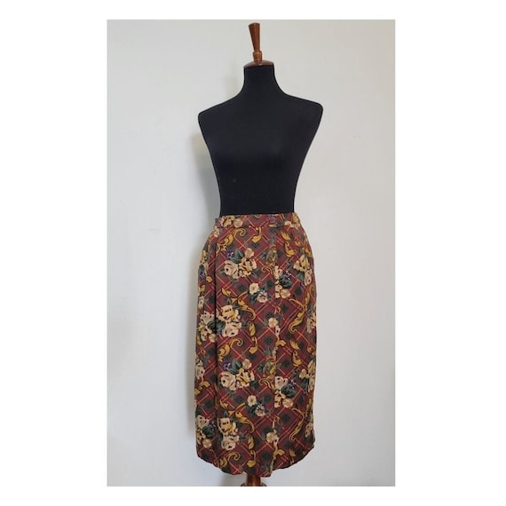 Vintage 1990's Pendleton Floral Plaid Skirt