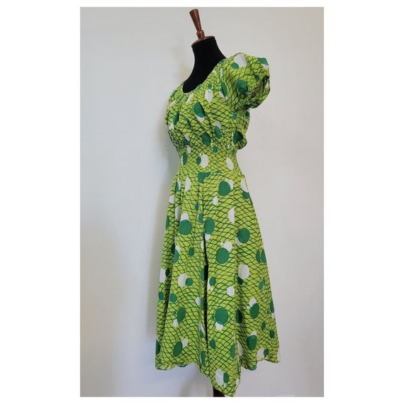 Vintage 1960's Groovy Green Handmade Dress - image 2