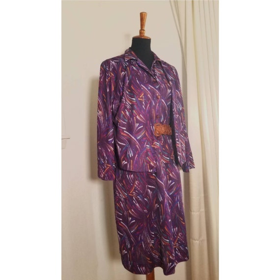 Vintage 1970's Funky Abstract Dress and Matching … - image 7