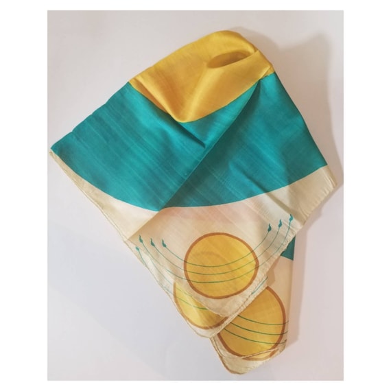 Vintage 1970's Handmade Minimalist Art Silk Scarf… - image 1