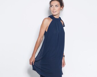 navy blue halter top dress