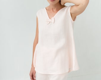 Linen Sleep Shirt, Linen Sleepwear, Linen Pajama Top, Linen Nightwear Top, Linen Clothing, Lithuanian Linen Top, Lounge and Sleepwear Lemuse