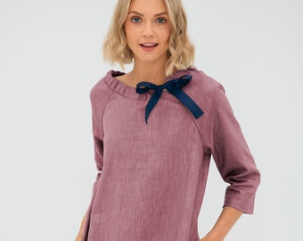 Robes de printemps pour femmes, Robe en lin, Robes roses, Robe française, Robe minimaliste, Robe à nœud, Robe LeMuse, Vêtements pour femmes, Petite robe