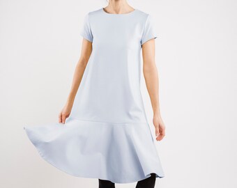 Summer Dress, Midi Dress, Blue Dress, A Line Dress, Flare Dress, Ruffle Dress, Minimalist Clothing, Summer Midi Dress, Loose Dress, Oversize