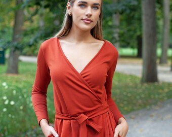brick red maxi dress