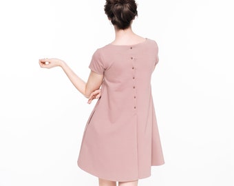 Sommerkleid, Dusty Rose-Kleid, Midi-Kleid, Petite-Kleid, rosa Minikleid, Taschenkleid, Urlaubskleid, Rayon-Kleid, A-Linien-Kleid, Oversize