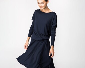 Kleid mit tiefer Taille, Damenbekleidung, Mid Century Modern, minimalistisches Kleid, Cocktailkleid, Frühlingskleidung, bescheidenes Kleid, zierliches Kleid, LeMuse