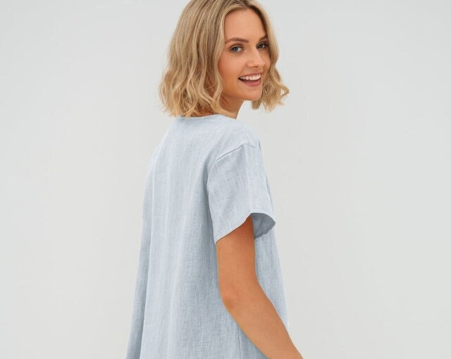 LeMuse Linen nightshirt SLEEP, Light blue, XS main image 1