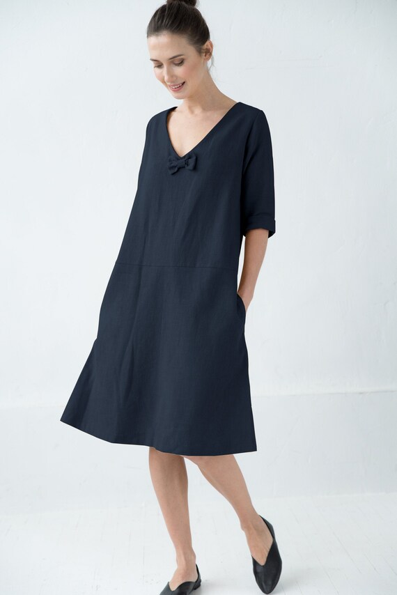 linen trapeze dress