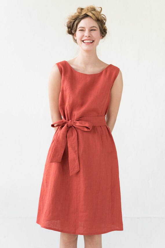 orange linen dress