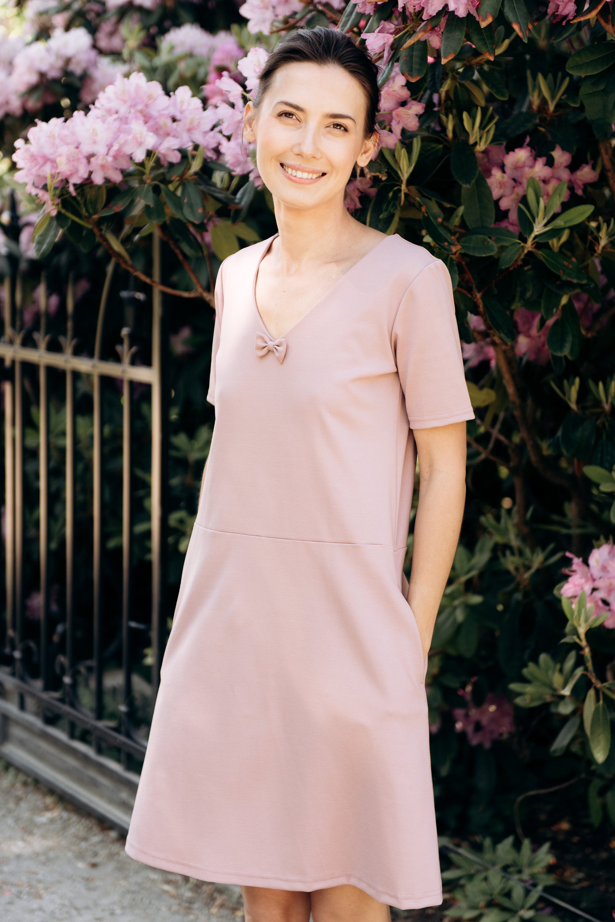 Light pink shift dress top