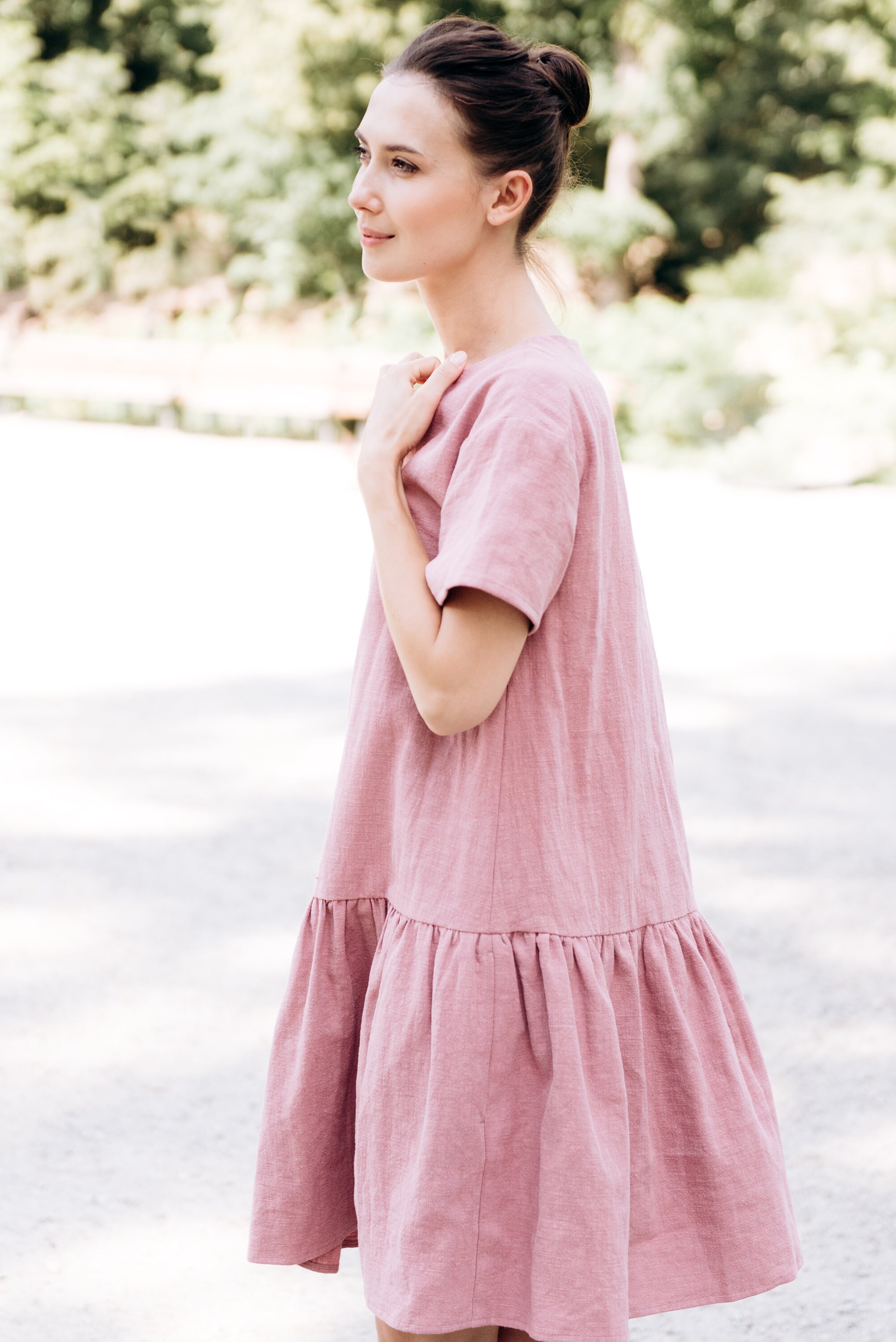 Linen Dress Midi Dress Elegant Dress Washed Linen Dress | Etsy