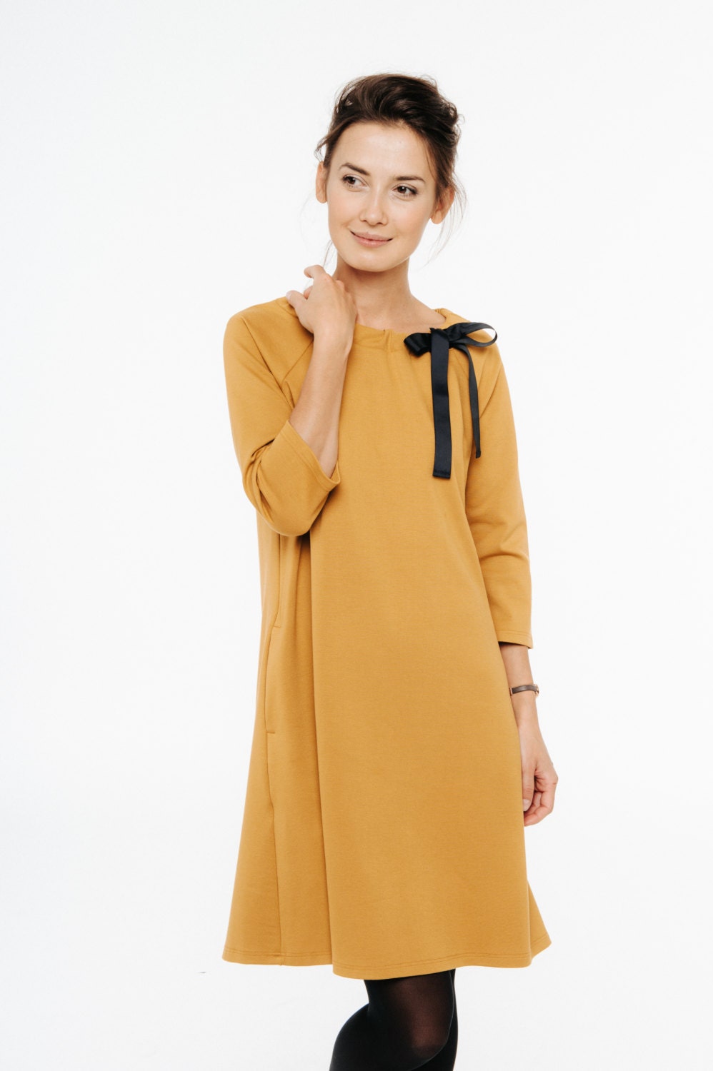 Women Mustard Dress Retro Dress 