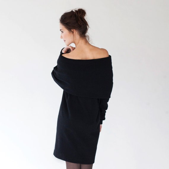 Oversized off the outlet shoulder sweater dress
