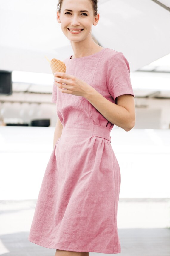 linen dress pink