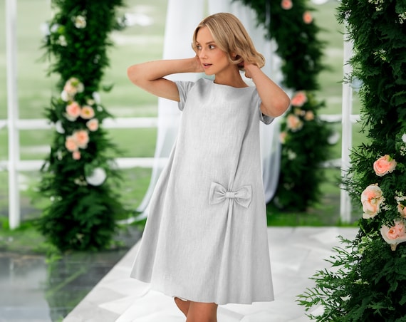 Wedding Mother Of The Bride Linen Dresses Minimalist Linen Mother Of The Bride  Dress, Wedding Guest