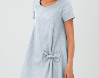 Minimalist petite linen summer dress, lounge and sleepwear, cottagecore women's clothing, classic shift modern bridesmaid slip frock