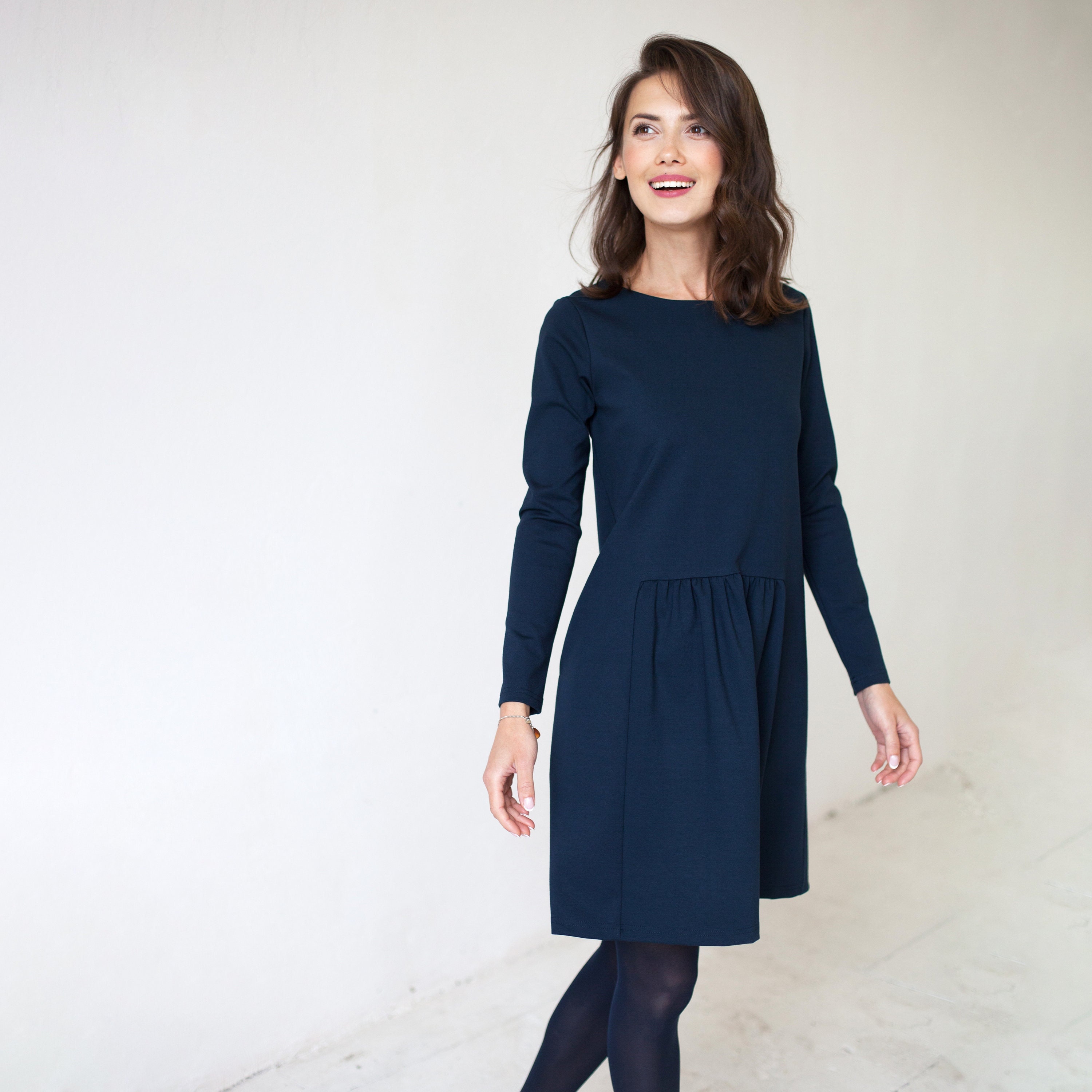 Work Dress for Women Boat Neck Dress Minimalist Dress Office