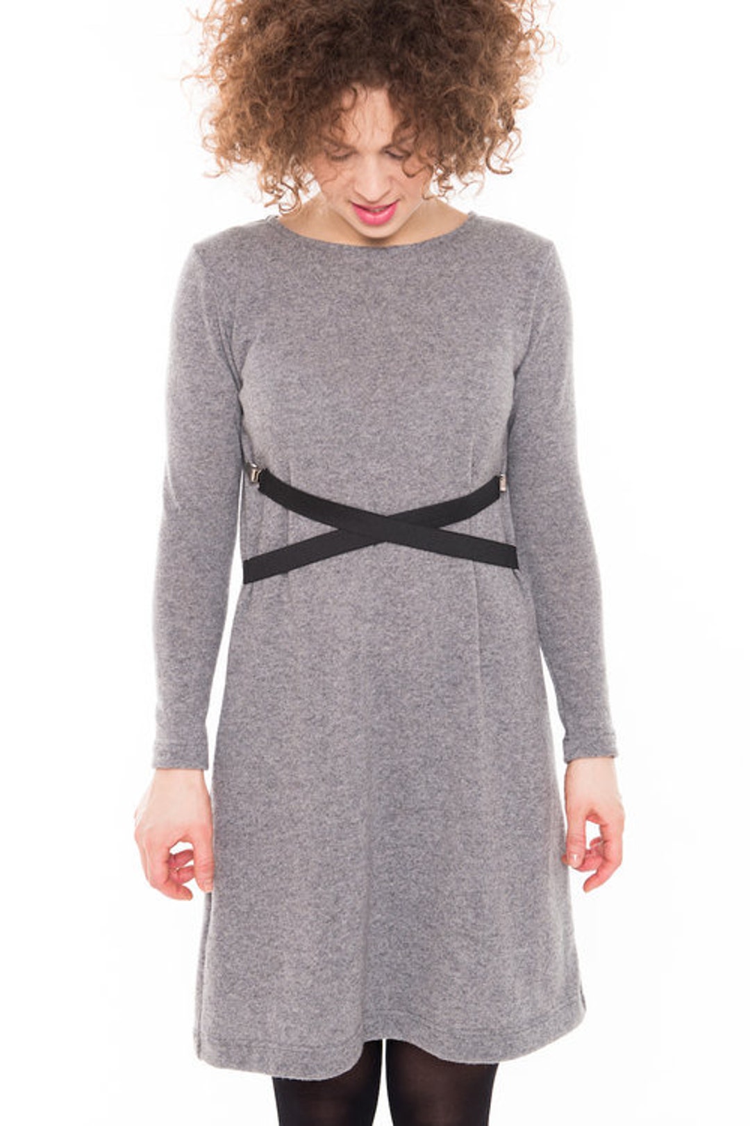 Long sweater dress in grey wool OVERSIZED - Lemuse