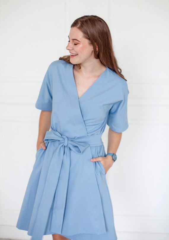 Vestido de mujer vestido azul cielo ropa minimalista - Etsy España
