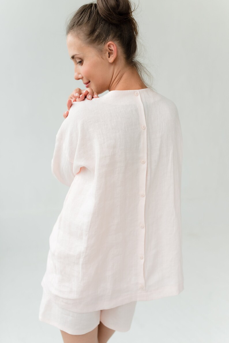 Linen Pajama Set Linen Sleepwear Set Linen Night Shirt Etsy UK