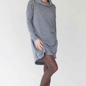 Oversized Dress, Winter Wool Dress, Grey Sweater Dress, Turtleneck Dress, Woolen Dress, LeMuse Clothing, Warm Loose Dress, Comfy Clothes image 3