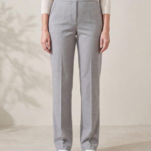 Wool Straight-Leg Trousers for a Straighter Waist for Women, Light Grey, Black, Beige – Graphite Straight Fit by LeMuse