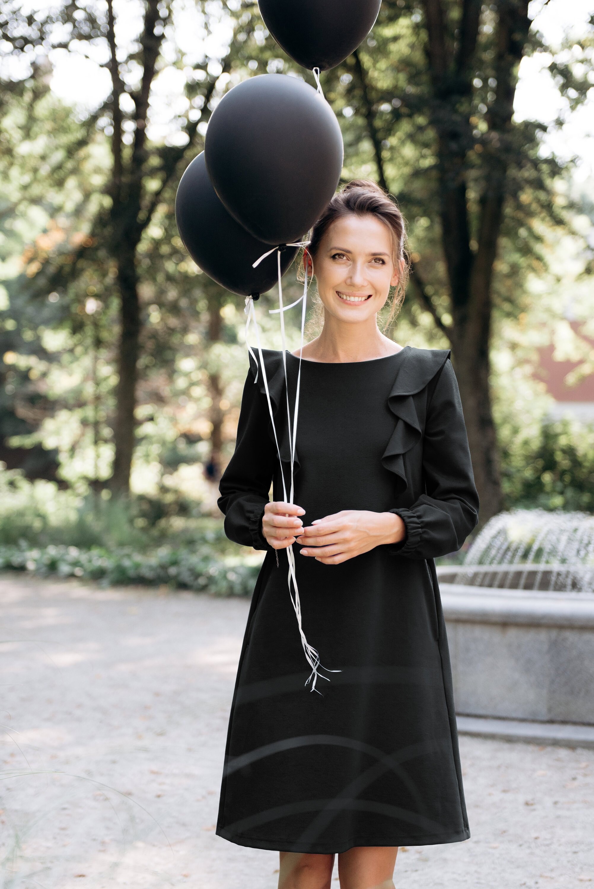 LeMuse Black Butterfly Dress, Cocktail Dress, Elegant Dress, Ruffle Dress, Long Sleeve Dress, Minimalist Clothing, Designer Dress, A Line Dress
