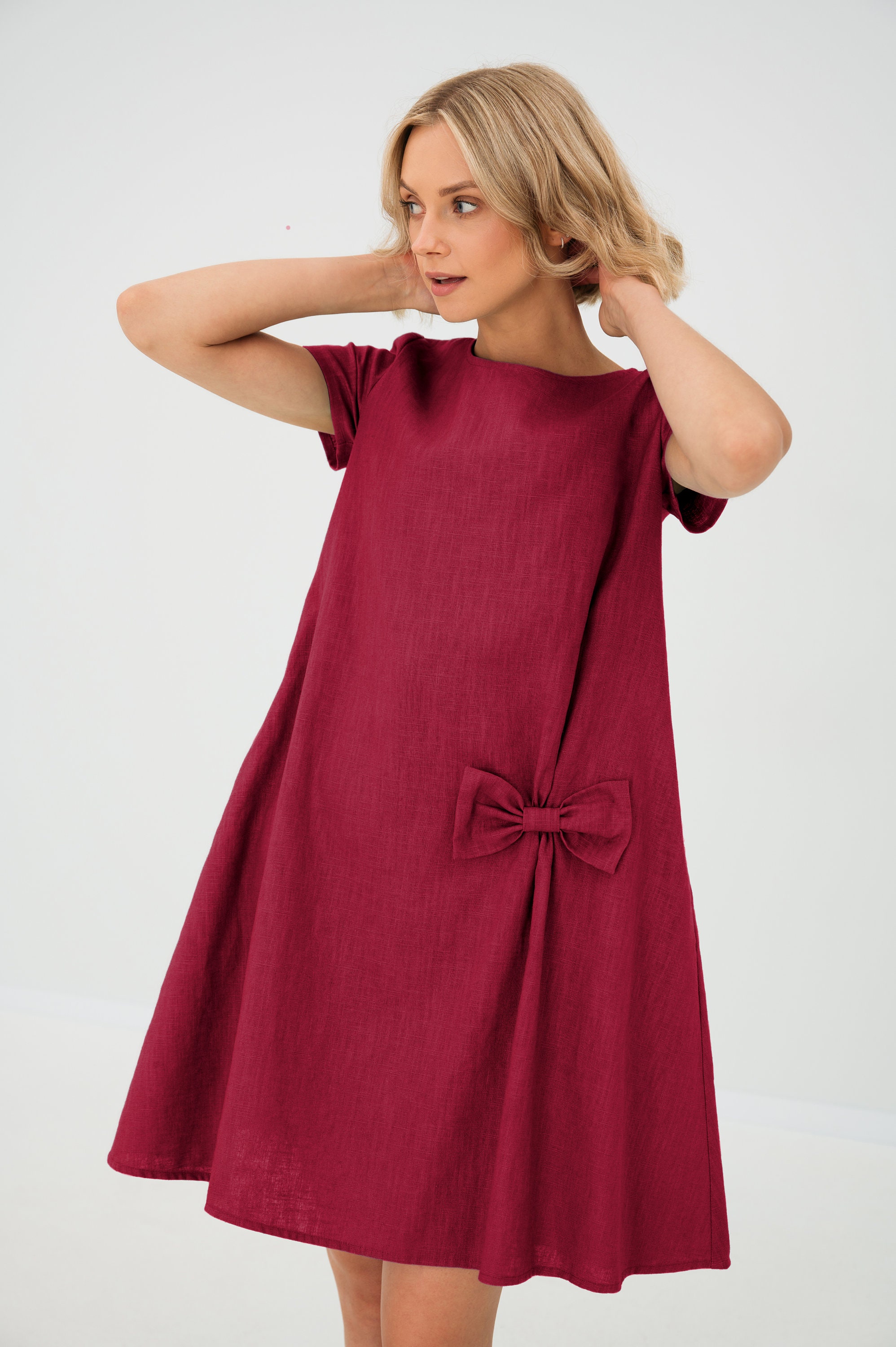 Minimalist Linen Mother Of The Bride Dress, Wedding Guest Bridal Frock, Boho Women's Clothing, Second Wedding Dress, Plain Wedding Dress