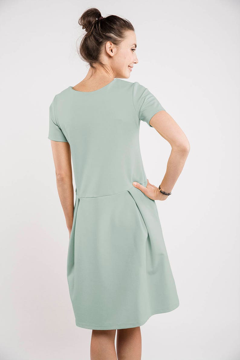 Mint Dress, Elegant Dress, Women Dress, Petite Dress, Bow Dress, Extravagant Dress, Loose Dress, Minimalist Clothing,Ribbon Dress,Midi Dress image 1