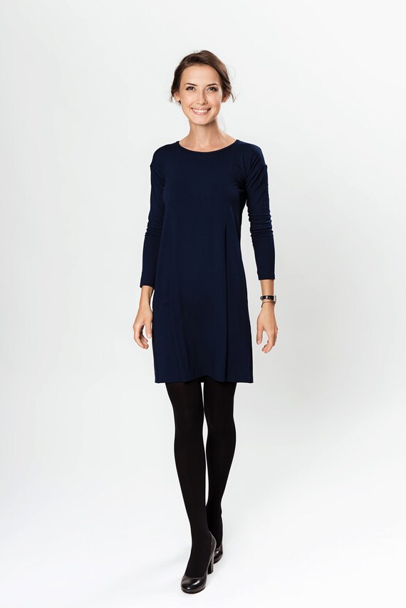 Dunkelblaues Kleid Ein Line Kleid Viskose Kleid Plus Size - Etsy Schweiz